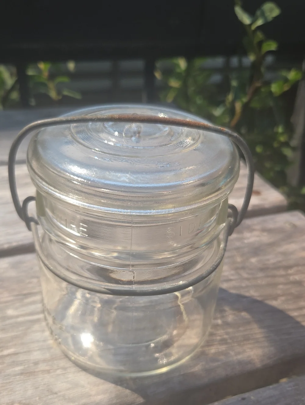 Vintage Ball Eclipse Wide Mouth Pint size Jar With Lid Wire Bail Closure